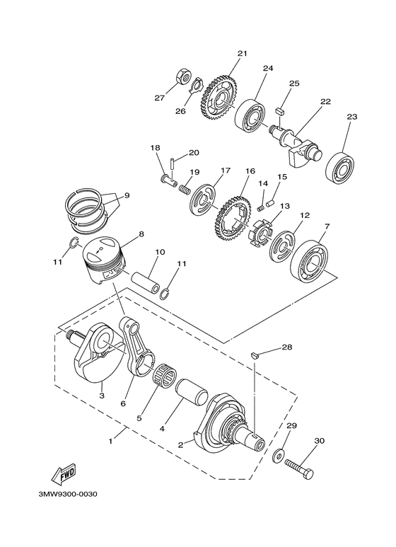 SR125 Коленчатый вал и поршни