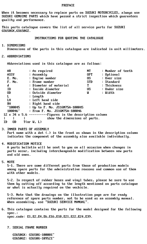 GS650 Catalog preface