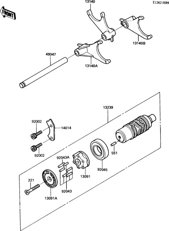 ZX900 Валы и вилки переключения передач