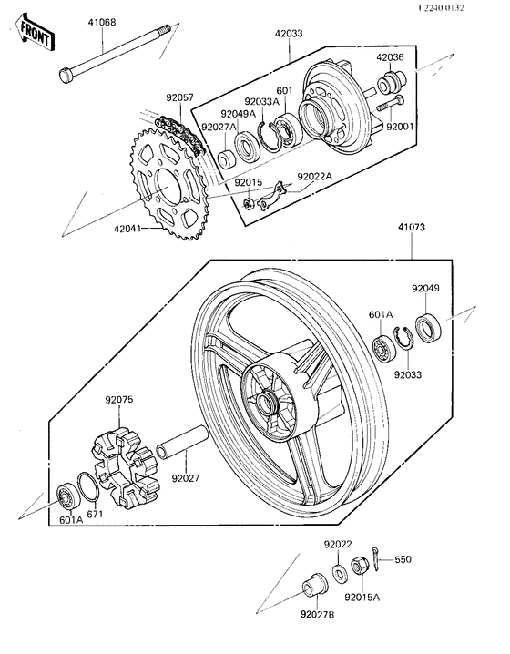 Rear wheel/hub/chain
