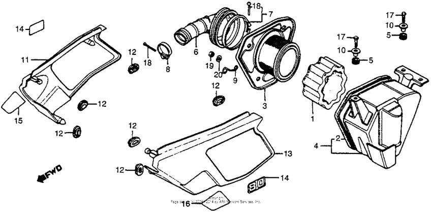 Air cleaner + side cover 83-84