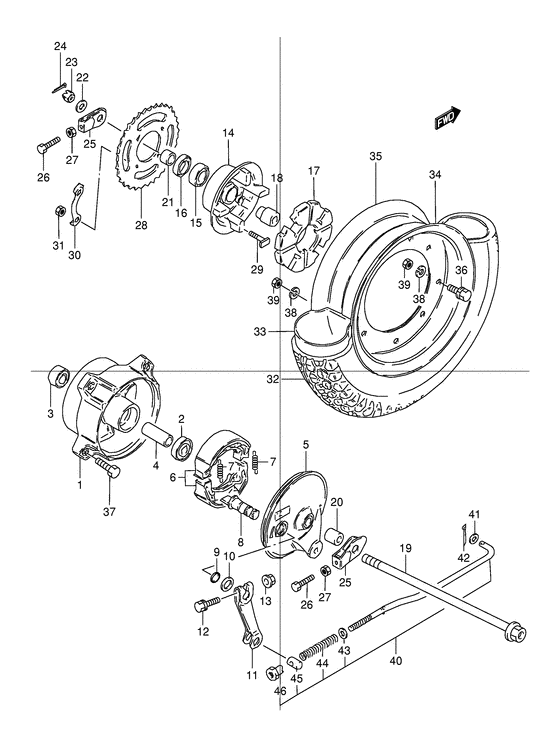 Rear wheel complete assy