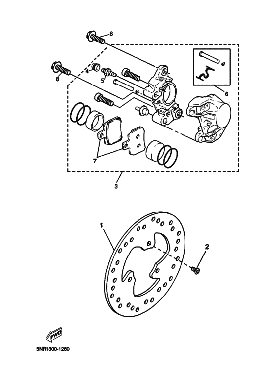 YP125D Задний суппорт