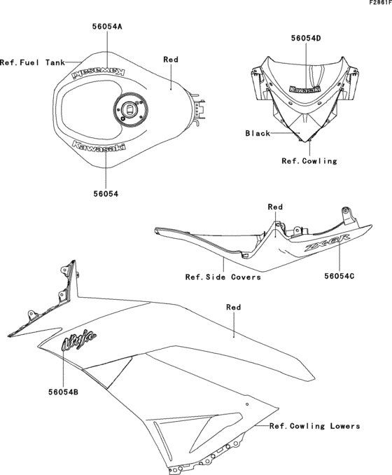 ZX600 Decals(red)(raf)