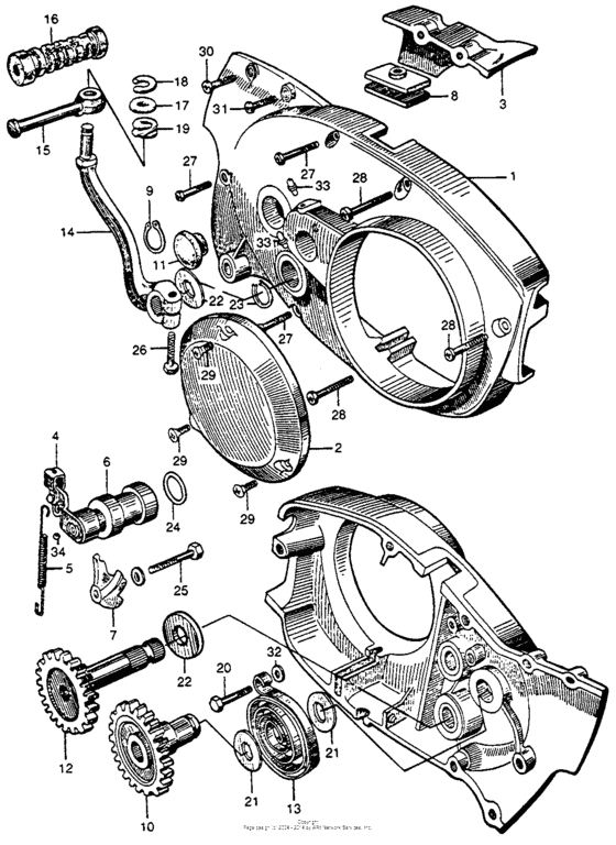 Kick starter arm + right crankcase cover