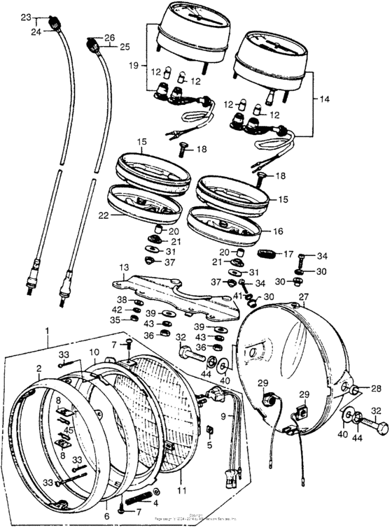 Headlight + speedometer + tachometer