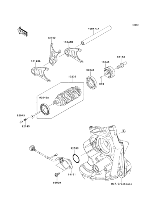 Gear change drum/shift fork
