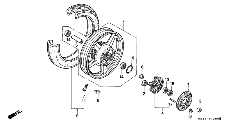 Rear wheel complete assy