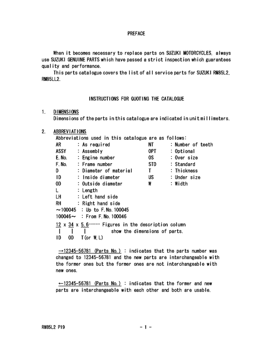 RM85L Catalog preface