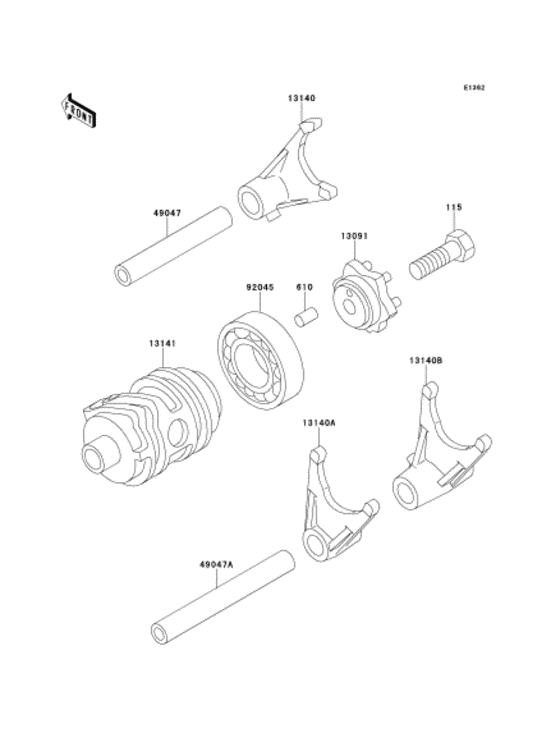  Gear change drum & forks