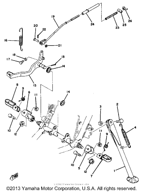 Stand footrest brake pedal