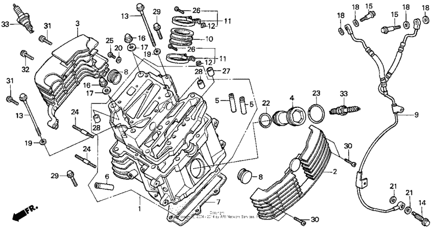 Vt1100c front cylinder head