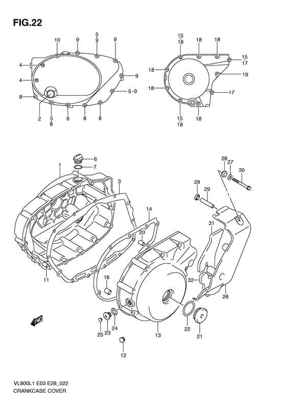 Crankcase cover ass`y  (v