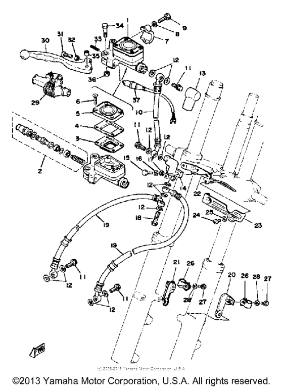 Front master cylinder - brake hose