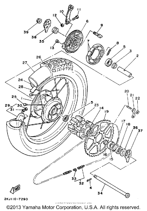 XT350TC (CA ED.) Переднее колесо
