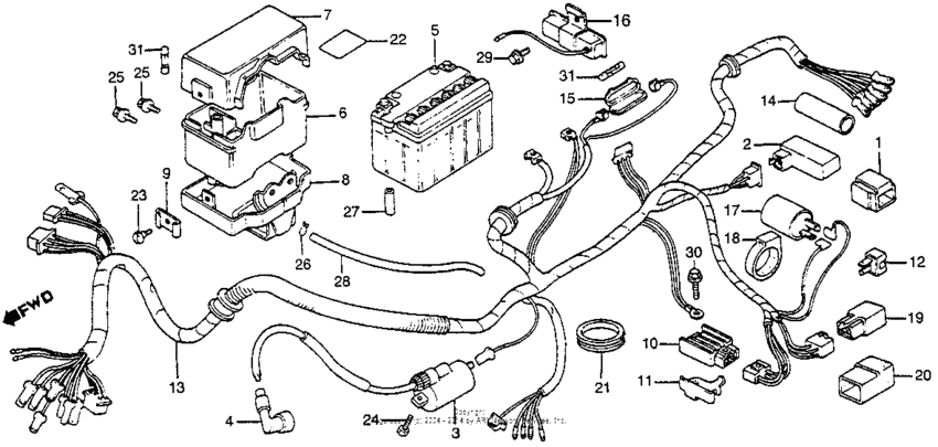Wire harness + battery
