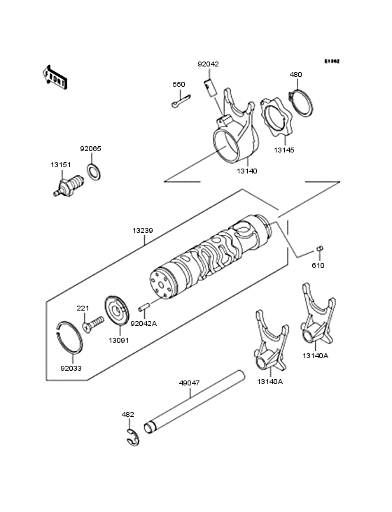 Gear change drum & forks
