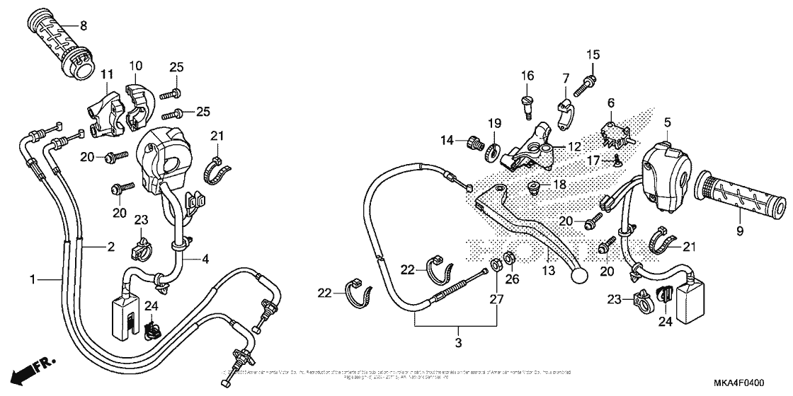 Handle Lever + Switch + Cable
