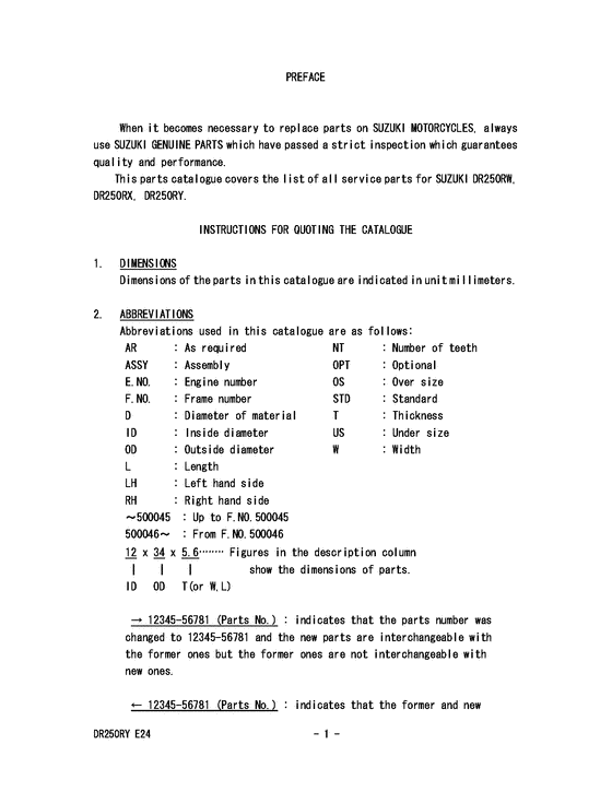 DR250 Catalog preface