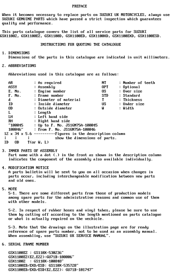 GSX1100 Catalog preface