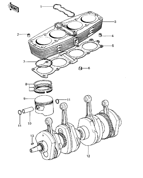Cylinder/pistons/crankshaft