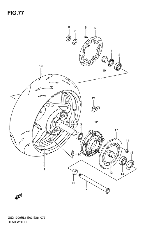 Rear wheel complete assy