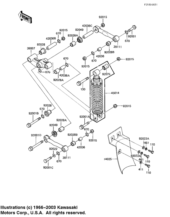 Rear suspension/shock absorber