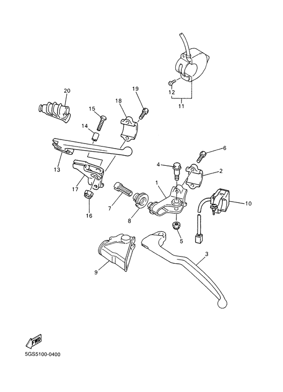 WR400F Handle switch. lever