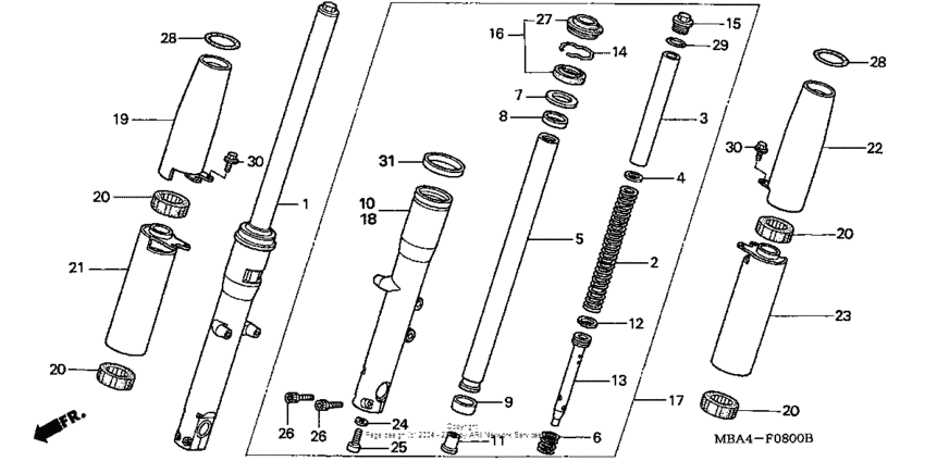 VT750C Передняя вилка