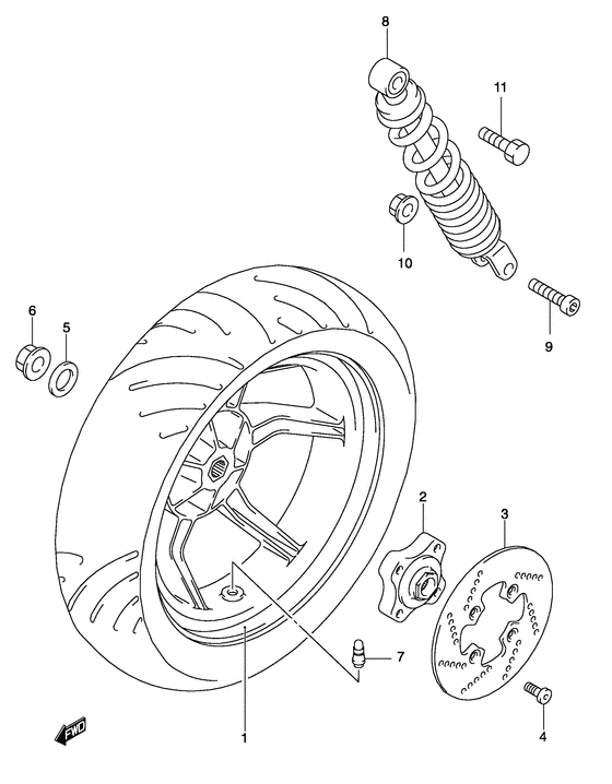 Rear wheel complete assy