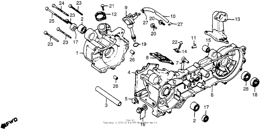 Crankcase + oil pump + reed valve 80