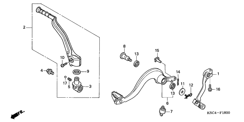 Pedal/kick starter arm