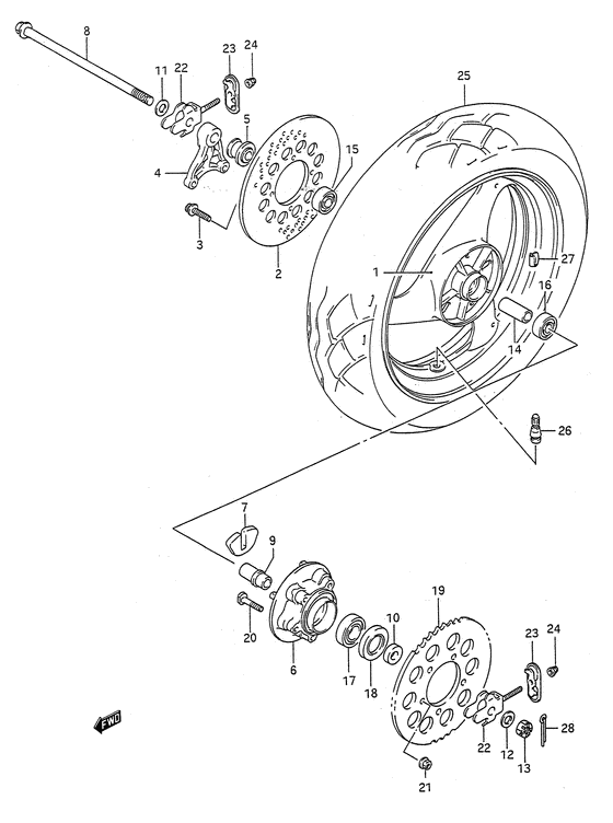 Rear wheel complete assy