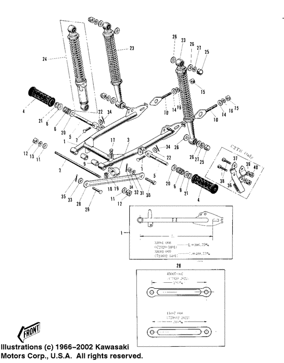 Swing arm/shock absorbers