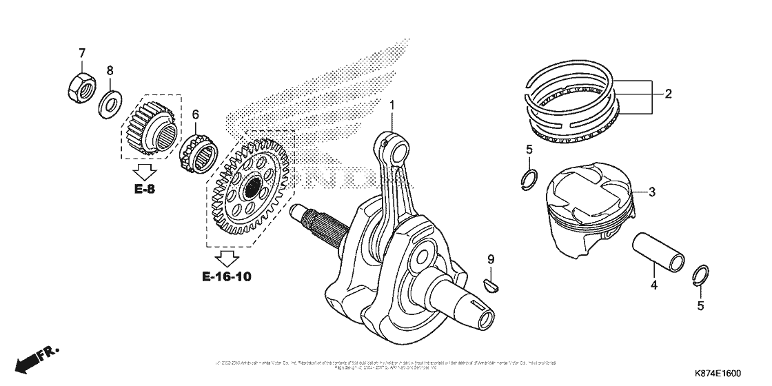 CMX300 (ABS) Коленчатый вал и поршни