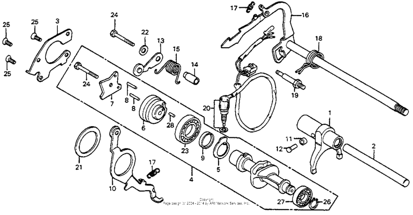 Gearshift drum + gearshift arm