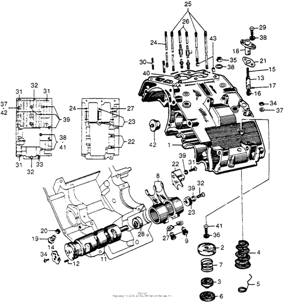 Upper crankcase + shift drum