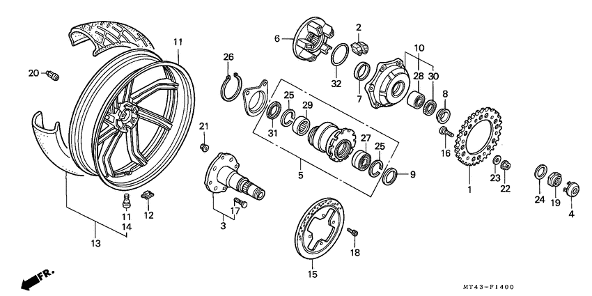 Rear wheel complete assy