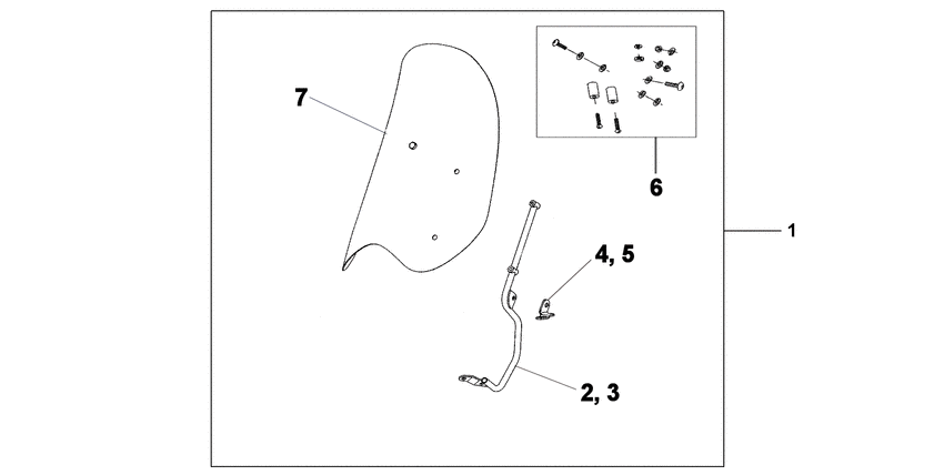 SH300R (ABS) Windshield without knuckle visor