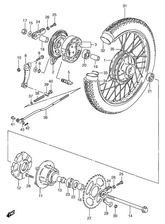 Rear wheel complete assy