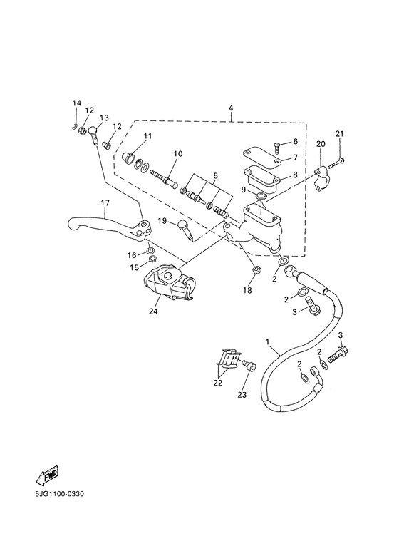 YZ426F Главный тормозной цилиндр