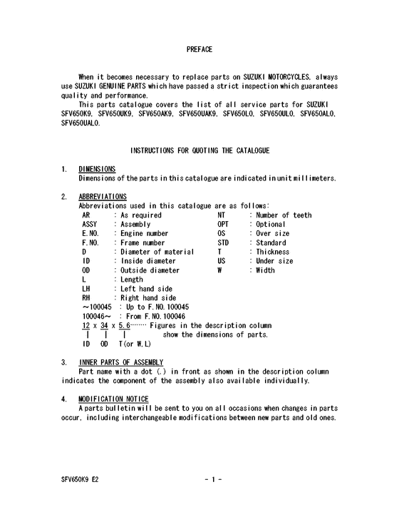 SFV650 Catalog preface