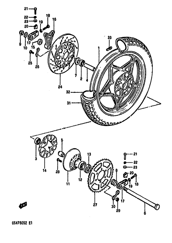 Rear wheel complete assy