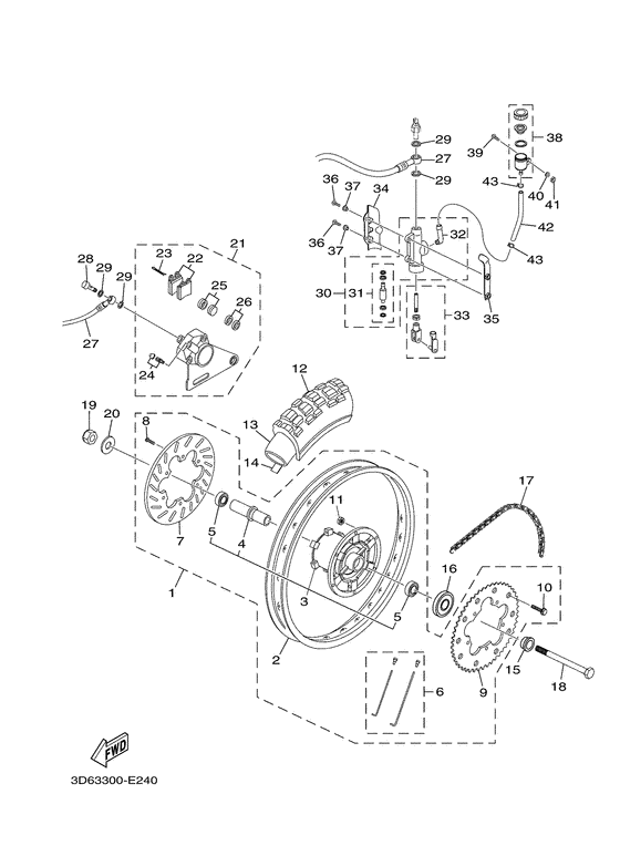 Rear wheel & brake system