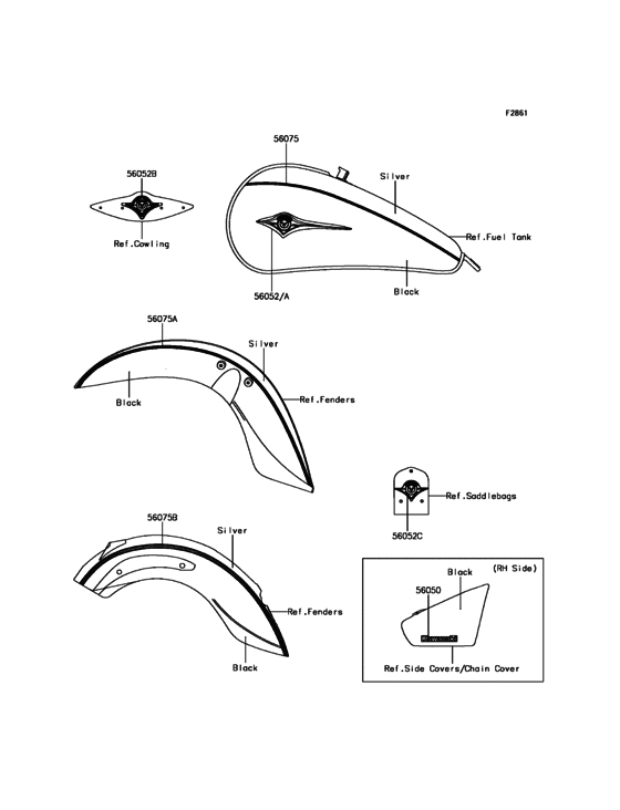VN900 Decals(Black / Silver)
