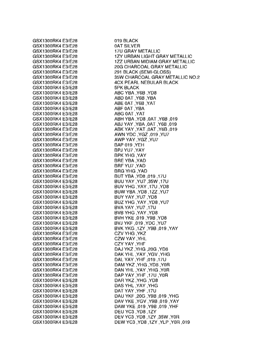 GSX1300R Color chart