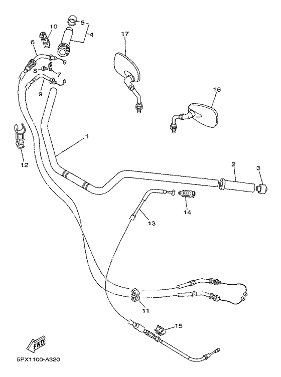 XV17PCRC Steering handle. cable