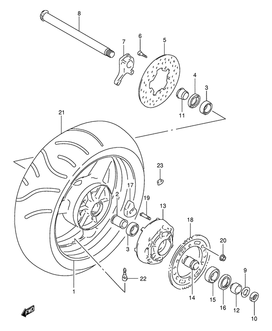 Rear wheel complete assy