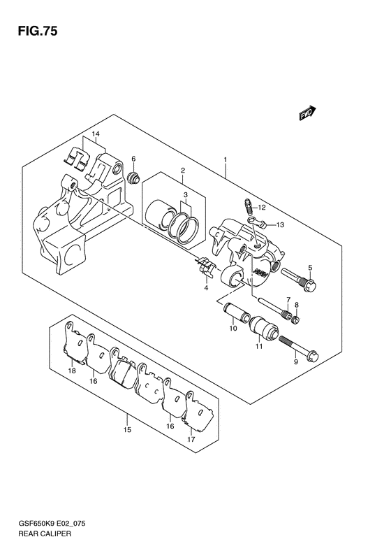 GSF650 Задний суппорт