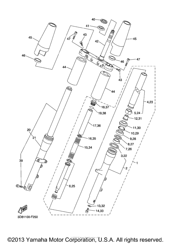 XVS1300CT Передняя вилка